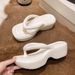 Thick Soled Women's Word Dragging Angle Slippers 2025, High Heels With A Sense Of Poop, Fashionable Outdoor Beach Shoes,_vogvips.com