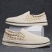 Canvas with one foot for men, spring flat bottomed anti slip white, summer breathable, lazy fisherman, sports and_vogvips.com