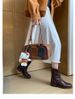 Grape Mom Same Style, Burke Road~ Leather V-mouth Western Boots Thick Heel Short Boots Women's Desert Boots 2025 Autumn And Winter_vogvips.com