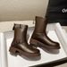 Cowhide ~ Melad Style Genuine Leather Mid-Calf For Women With Belt Buckle Short Thick Sole Martin Slim Boots_vogvips.com