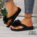 2026 New Women's Solid Color Flower Decorated Flat Slippers Summer Outdoor Leisure Soft Soled Comfortable Beach Flip Flops_vogvips.com