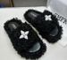 26SS Winter New Black Autumn Furry Thick Sole Cotton Slippers Flat Lamb Wool Outdoor Height Increasing One-Word Balloon_vogvips.com