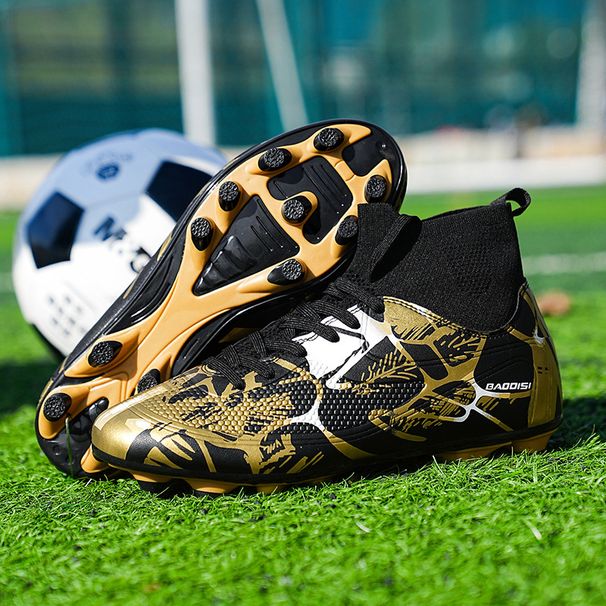 Soccer Shoes Men's and women's high top sneakers grass non-slip broken spike training shoes primary school growth spike sneakers_vogvips.com