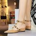 599-19 French Style Wedge Heel Pointed Toe Sandals For Women Classic Rivet Design One-Strap Comfortable Closed-Toe_vogvips.com