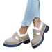 Winter Thick Soled Chunky Heel Loafers For Women Plus Size Warm Fleece Lined Round Toe Shoes_vogvips.com