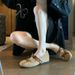 Lancui Version Women's Suede Round Toe Shallow Mouth Leopard Print Bowknot Hidden Wedge Mary Jane Ballet Shoes_vogvips.com