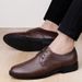 Casual Shoes Men's Leather Shoes Dress Leather Shoes Lace-up Shallow Mouth First Layer Splicing Process_vogvips.com