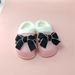 Women's Cotton Cute Bowknot Home Indoor Non-Slip Black Warm Slippers Autumn Winter_vogvips.com