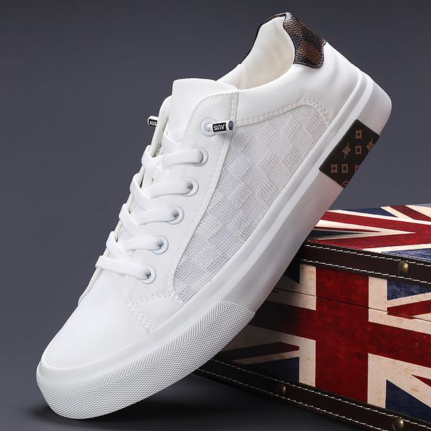 Men's Fashion Breathable Casual Sneakers Elastic Lace Slip On Walking Shoes Non Slip Soft Sole Trendy Daily Street Skate Shoes In Black White_vogvips.com