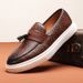 British Style One Legged Tassel Loafers Men's Casual Shoes, Versatile And Fashionable Patterned Bean Shoes For Men_vogvips.com