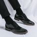 Euro Step Spring And Autumn New British Business Formal For Men, Patchwork Trendy Brogue Carved Pointed Casual Leather Shoes_vogvips.com