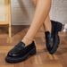 Loafer Shoes Women's New Small Leather Shoes Thick Sole Muffin Casual Round Head Black Thick Sole Single Shoes_vogvips.com