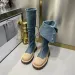 Retro Denim Chunky Platform For Women 2024 Autumn Patchwork Western Style Cowboy Boots Woman Thick Heels Mid Calf Botas_vogvips.com