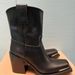 26ss New Miu Style High-End Square-Toed Ankle For Women Summer Thick Heel Genuine Leather Black Women's 's_vogvips.com