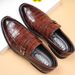 Suitable For All Seasons 2024 New Men's Leather Business Formal Casual Crocodile Pattern British Korean Style Pointed Toe Large Size Shoes_vogvips.com