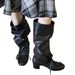 Genuine Leather New Niche Design Sense Pants Heel Thick Sole Long Over-the-Knee Lace-Up Knight Boots_vogvips.com