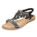 2024 Spring New Bohemian Round Toe Flat Bottom Water Diamond Large Women's Sandals_vogvips.com