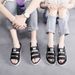 Korean Style Three-Strap Dual-Use Beach Sandals Summer Couple Slippers Women Thick-Soled Internet Celebrity Casual_vogvips.com