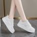 Little White Shoes Female Internet Celebrity Student Lace-up Board Shoes Flat Sports Leisure Female_vogvips.com