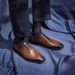 Leather Shoes Men's Brock Business Dress Wholesale Casual Summer Genuine Leather Hand-polished Small Square Head Wedding Men's Shoes_vogvips.com