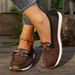 flat Round-toe Shoes, Spring New Model, And , Large Size, Chain Belt_vogvips.com