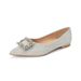 French Pointed Single Shoes Women's Shallow Mouth Rhinestone Silver Wedding Shoes Temperament Flat Shoes_vogvips.com