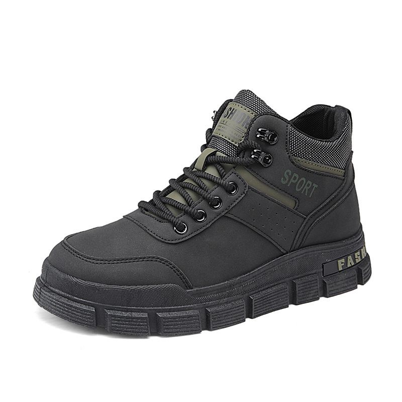 European Warm Series Men's Work Shoes Autumn British Style Sports Non-Slip Waterproof Wear-Resistant Office Construction High-Top Safety_vogvips.com