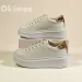 OKIMOZ Running Sneakers Leopard Print Patchwork Platform White Sneakers Height Increasing Versatile Casual Shoes_vogvips.com