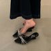 Rhinestone Pointed-toe Sandals For Women, 2026 Summer New Arrival, Elegant Wedge Heel Mules, Polka Dot Soft Outer Wear Mid-heel Sandals_vogvips.com