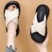 Women's Outdoor Slippers 2025 Summer New Thick Non-Slip Cross Strap Soft Sole Casual Beach Sandals_vogvips.com