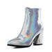 Patent Leather Pointed Toe Chunky Heel Ankle Trendy Women's Boots Plus Size 32-43_vogvips.com