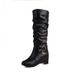 Butterfly Knot Round Toe Hidden Wedge Autumn Winter High Tube Women's Boots Plus Size Export 11-59_vogvips.com