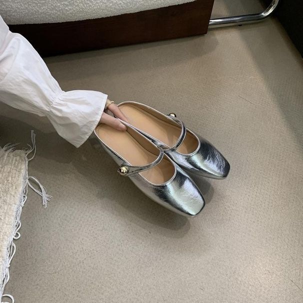 French Style Closed-Toe Half-Slip Slippers 2024 New Small Size Height Increasing Soft Sole Maternity Single Shoes For_vogvips.com