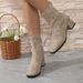 Women's Chunky Heel Ankle Boots - Square Toe Slip-On Casual Booties With Back Zipper, Suede & PU Lining, Comfortable Mid Heel (3-5cm)_vogvips.com