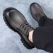 Round Toe Hidden Heel British Style Casual Martin Boots Low Top Breathable Men's Youth Workwear Trendy Korean Version_vogvips.com