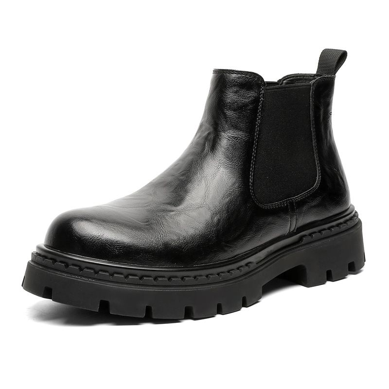 Vintage Tooling Chelsea Boots Men's Platform Men's Martin Boots Fleece High Top Leather Shoes_vogvips.com