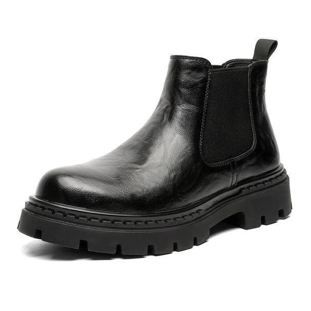 Vintage Tooling Chelsea Boots Men's Platform Men's Martin Boots Fleece High Top Leather Shoes_vogvips.com
