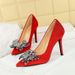 3391-H62 Light Luxury Feng Shui Diamond Butterfly Knot Women's Suede Look Thin Super High Heels Single Shoes_vogvips.com