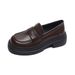 Platform Loafers Women's Retro Maillard British Style Small Leather Shoes Black Soft-soled Single Shoes_vogvips.com
