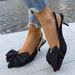 Elegant High Heels For Women Stiletto Pointed Toe Back Strap Plus Size Cross Border Fashionable Bow Detail Closed Toe Shoes_vogvips.com