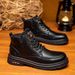 European Warm Series Martin Winter Genuine British Style High-top Leather Thick-soled Fleece-lined Short Mid-top Work Boots Men's Shoes_vogvips.com