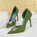 6168-K51 Banquet Thin Pointed Points, Shallow Mouth, Side Hollow Water Diamond Bow High Heels, Single Shoes For Women_vogvips.com