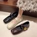 Spring Soft Leather Metal Buckle Small Square Head Retro Flat Heel Single Shoes One-word Buckle Mary Jane Shoes Women's Shoes Flat Shoes_vogvips.com