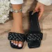 Women's Plus Size 36 43 Minimalist Vacation Style Single Band Slip On Comfortable Square Toe Flat Sandals_vogvips.com