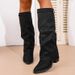 Women's Plus Size Trouser Boots, Autumn/winter New Fashion Hot Selling Chunky Heel Pointed Toe Casual Single Boots._vogvips.com
