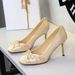 Women's Stiletto Heel Pumps French Style Elegant High Heeled Slip On Shoes With Round Toe Low Cut Design And Bow Perfect For A Sophisticated Evening Occasion_vogvips.com