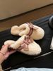 Sangpo Winter Sheepskin Integrated Teddy Curly Hair Bag Head Drag Thickened Warm Bow Fluffy Slippers Women_vogvips.com