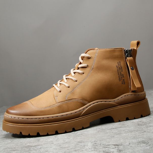 European Warm Series New Winter Martin For Men, British Style Mid-High Top Work Boots, Trendy Short Boots_vogvips.com