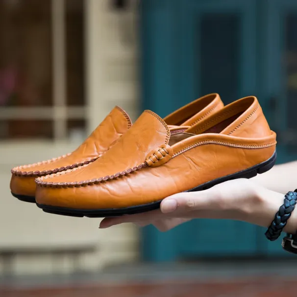 Men Casual Genuine Leather Mens Loafers Moccasins Designer Slip On Boat Shoes High Quality Chaussure Homme Plus Size_vogvips.com