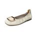 Commuter Square Buckle Flat-soled Single Shoes, Women's Soft Soles Are Not Tired, Grandma Shoes, Shallow Mouth Doudou Shoes_vogvips.com